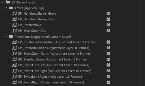 "Shake It Up" The Ultimate Camera Shake Preset Pack