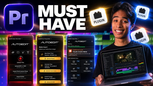 Three AutoEdit AI Premiere Pro plugins: Music Video Mode, Event Recap Mode, Creator Mode